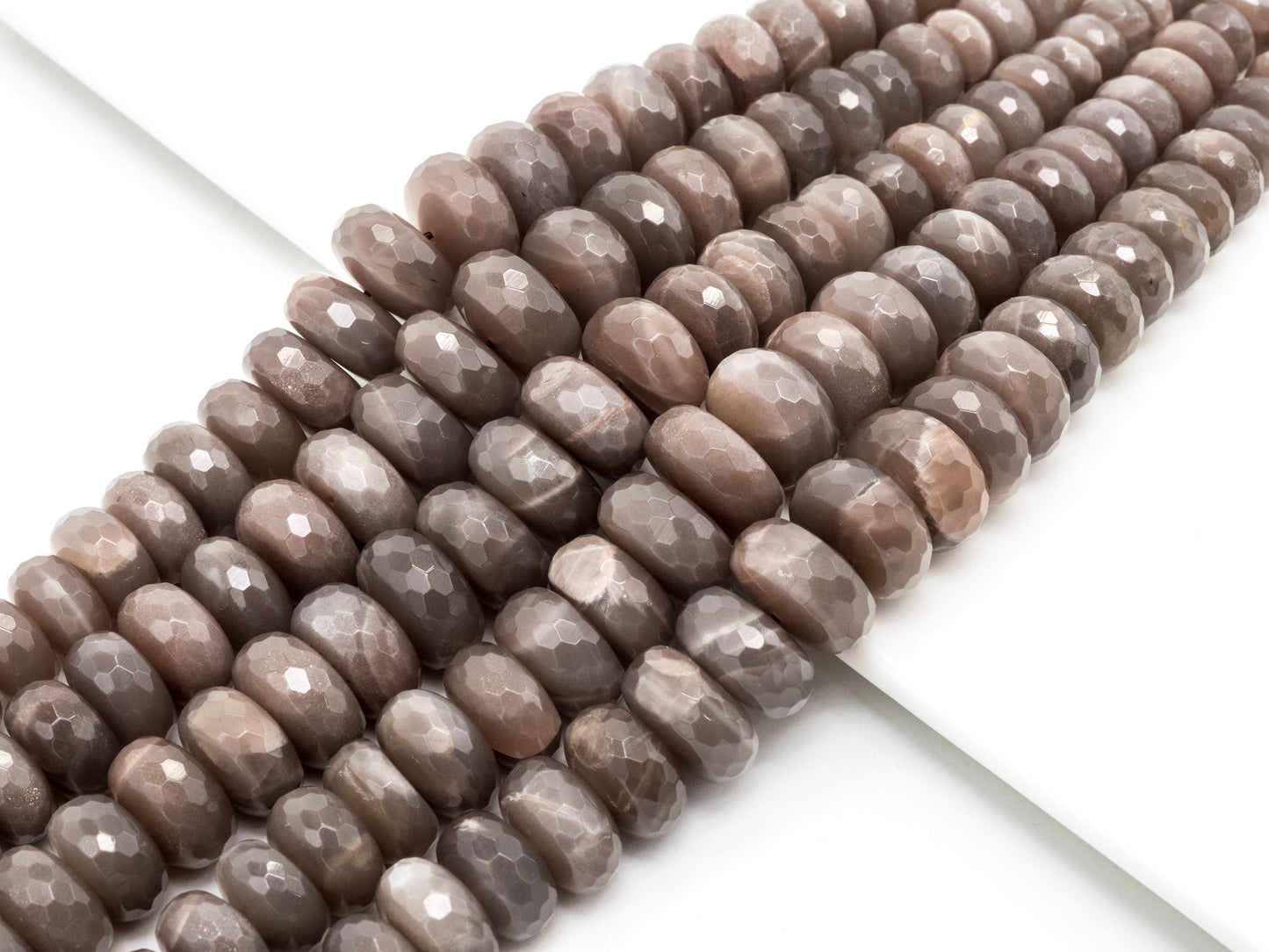 8-18mm Quality Natural Smoky Moonstone Graduated,Faceted/Smooth Rondelle Gemstone Beads, Smoky Color Beads, 15.5inch strand, SKU#U208