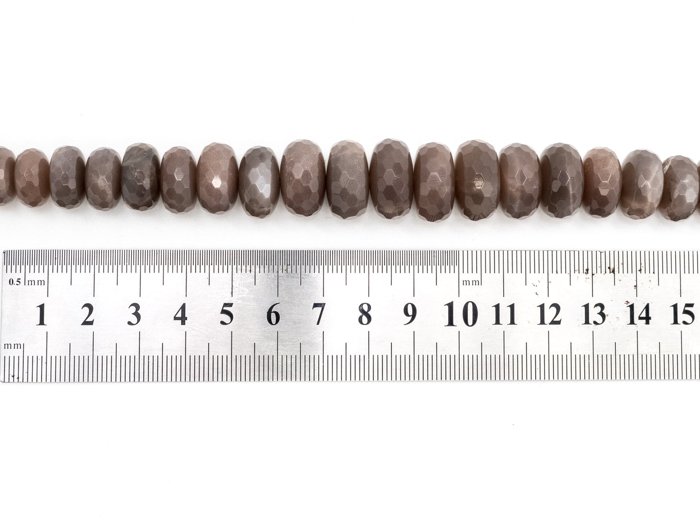 8-18mm Quality Natural Smoky Moonstone Graduated,Faceted/Smooth Rondelle Gemstone Beads, Smoky Color Beads, 15.5inch strand, SKU#U208