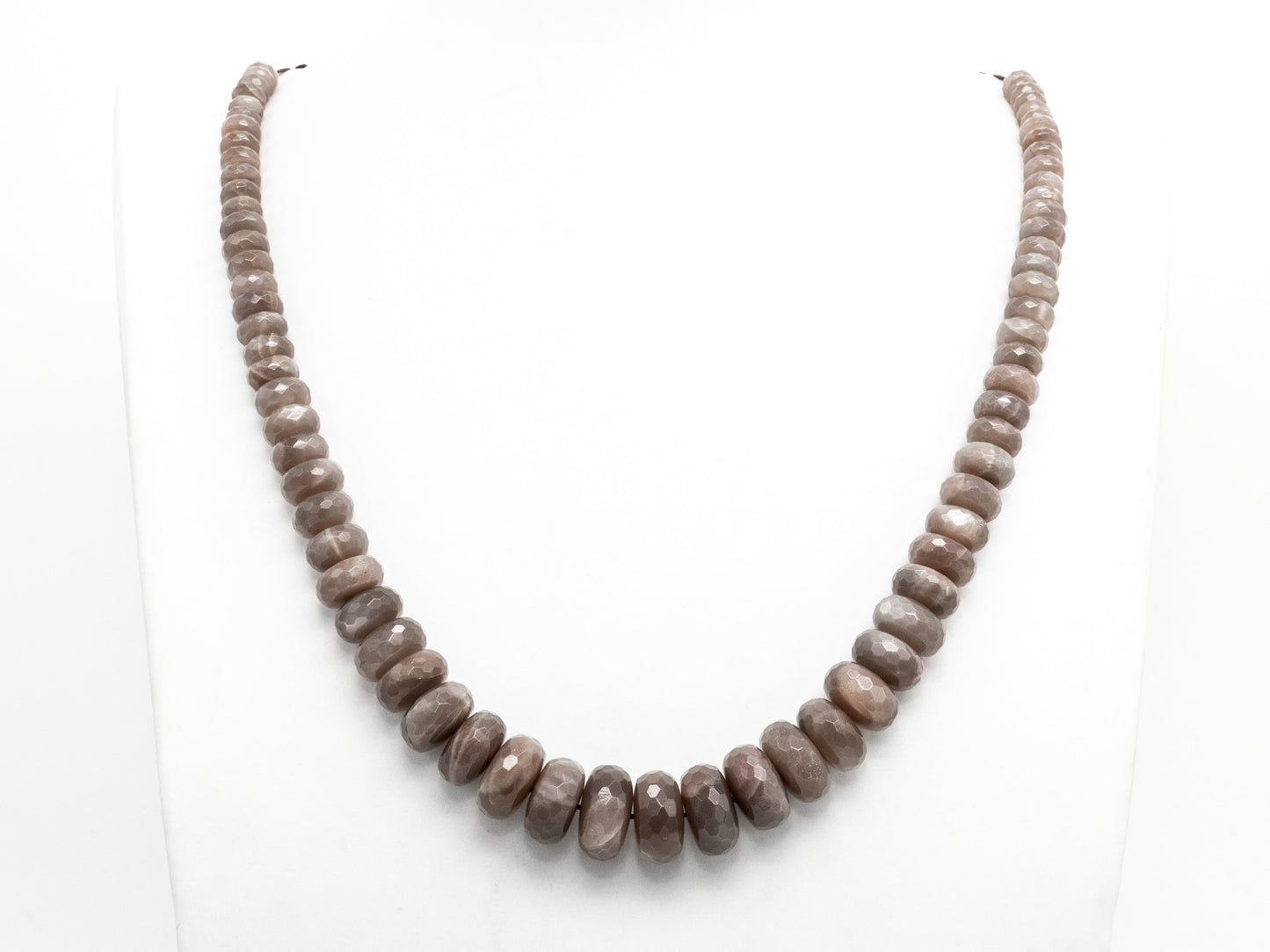 8-18mm Quality Natural Smoky Moonstone Graduated,Faceted/Smooth Rondelle Gemstone Beads, Smoky Color Beads, 15.5inch strand, SKU#U208