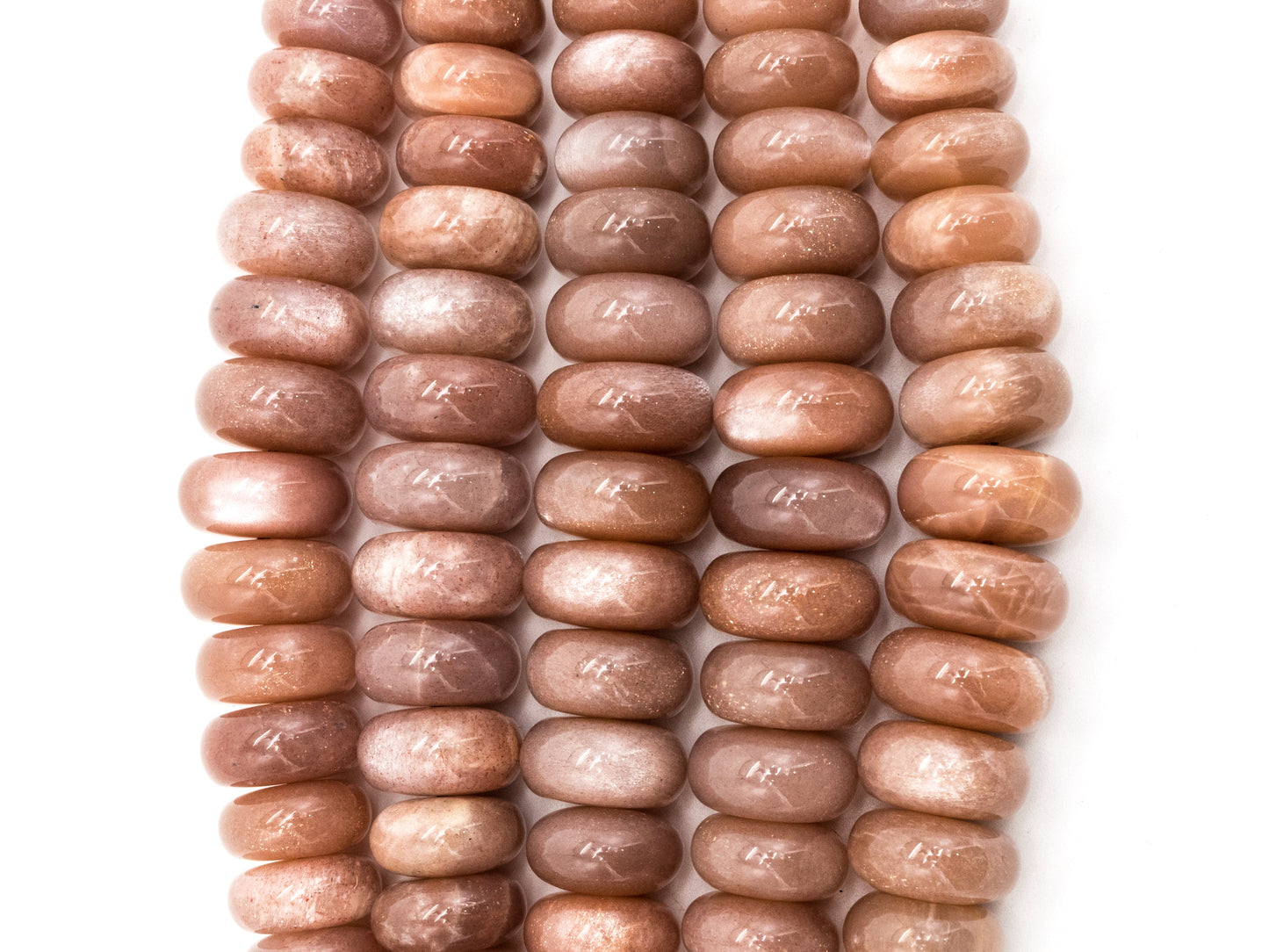 8-18mm High Quality Natural Peach Moonstone Graduated,Faceted/Smooth Rondelle Gemstone Beads, 15inch strand, SKU#U209/U199