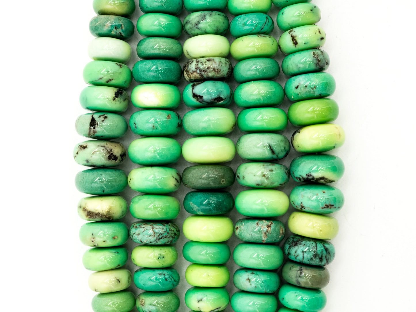 8-18mm High Quality Natural Green Opal Graduated,Rondelle Smooth/Faceted Gemstone Beads,Green Color Beads, 15.5inch strand, SKU#U194