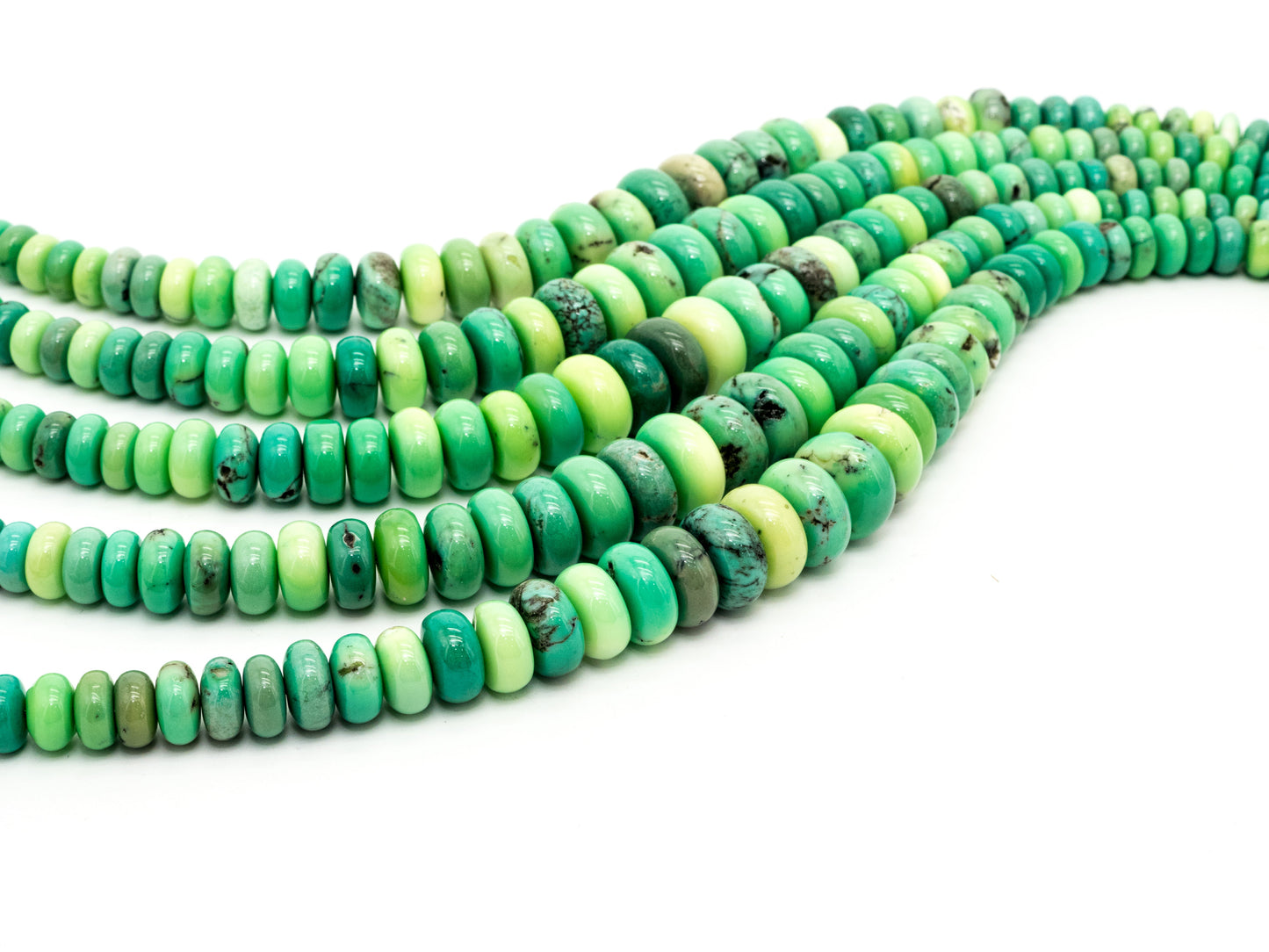 8-18mm High Quality Natural Green Opal Graduated,Rondelle Smooth/Faceted Gemstone Beads,Green Color Beads, 15.5inch strand, SKU#U194