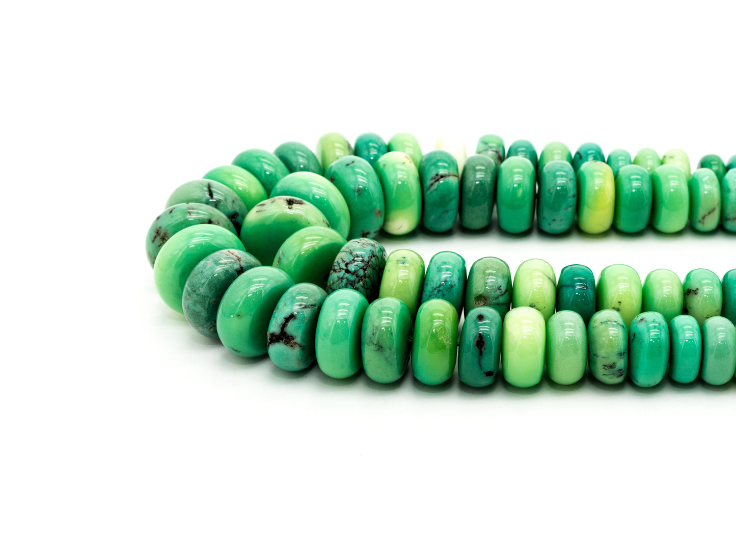 8-18mm High Quality Natural Green Opal Graduated,Rondelle Smooth/Faceted Gemstone Beads,Green Color Beads, 15.5inch strand, SKU#U194