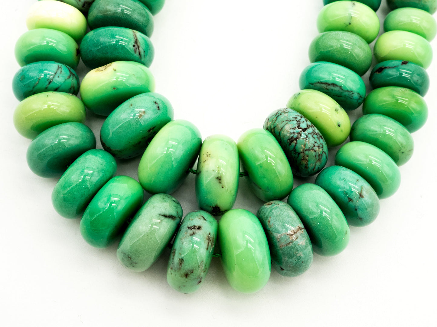 8-18mm High Quality Natural Green Opal Graduated,Rondelle Smooth/Faceted Gemstone Beads,Green Color Beads, 15.5inch strand, SKU#U194