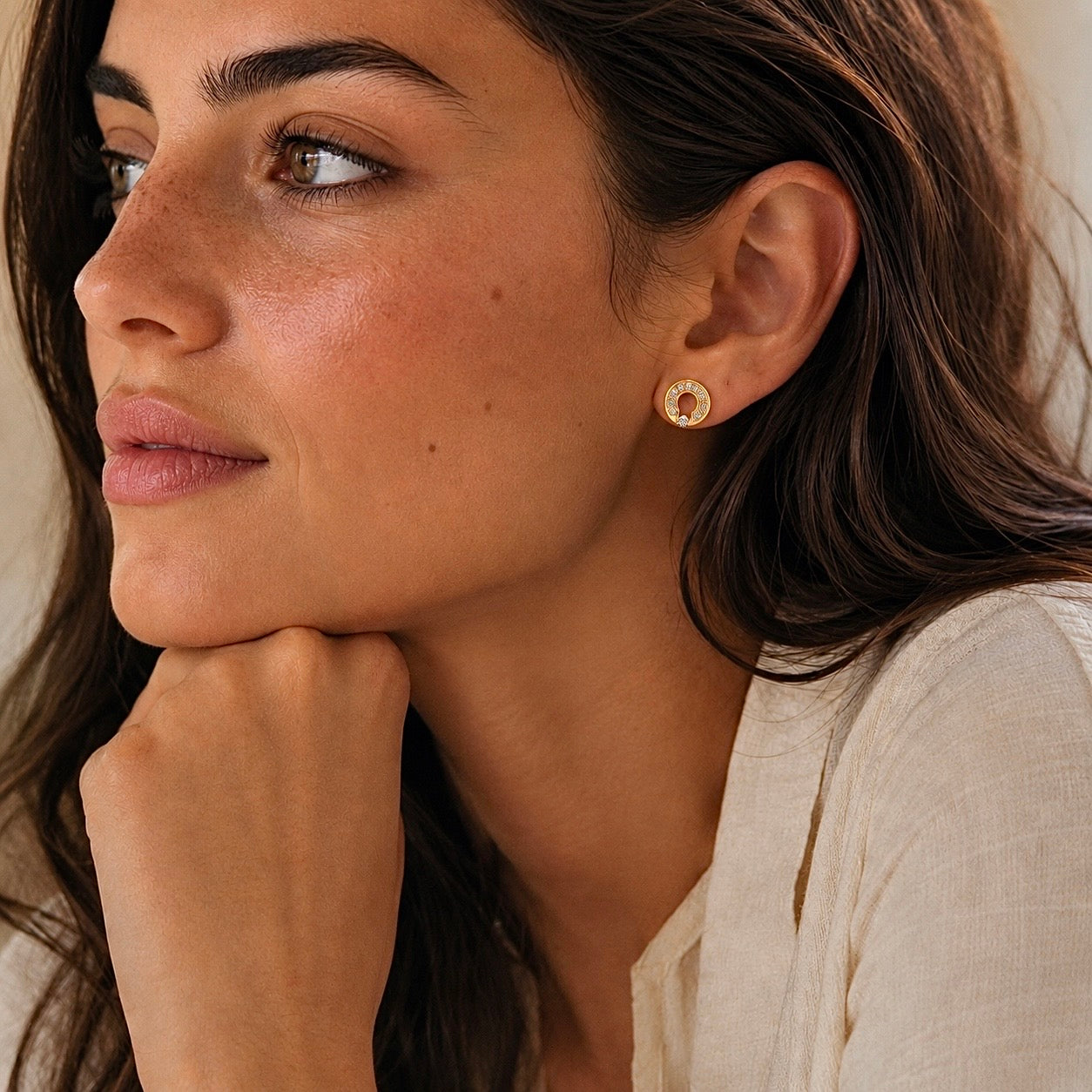 ER118G B.Tiff Gold Pavé Barrel Earrings
