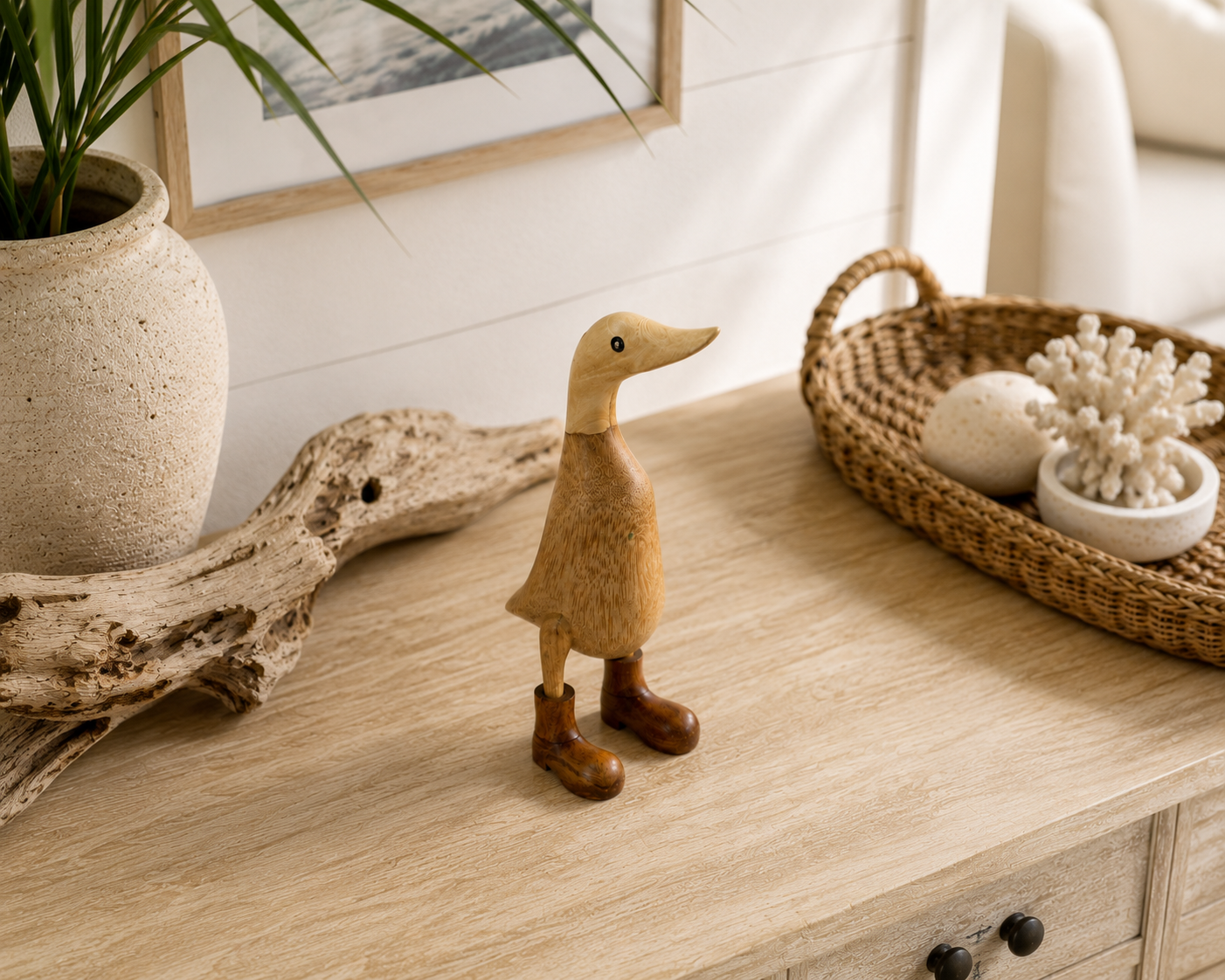 Bali Hand-Carved Bamboo Duck Sculpture