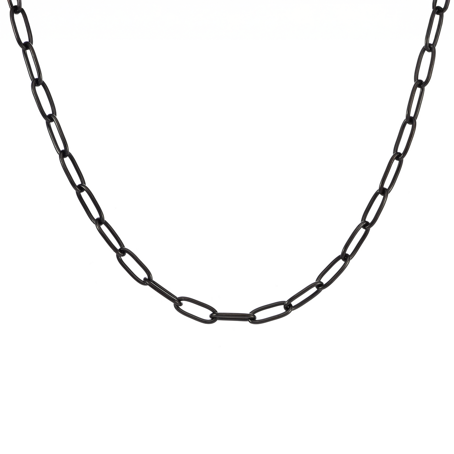 C400B B.Tiff Black 2 Clasps Oval Paperclip Link Chain Necklace/ 32"