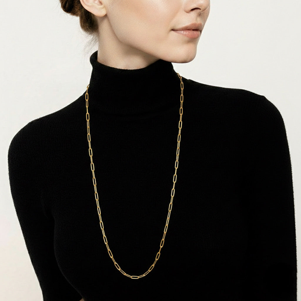 C400G B.Tiff Gold Oval Paperclip Link Chain Necklace/ 32"