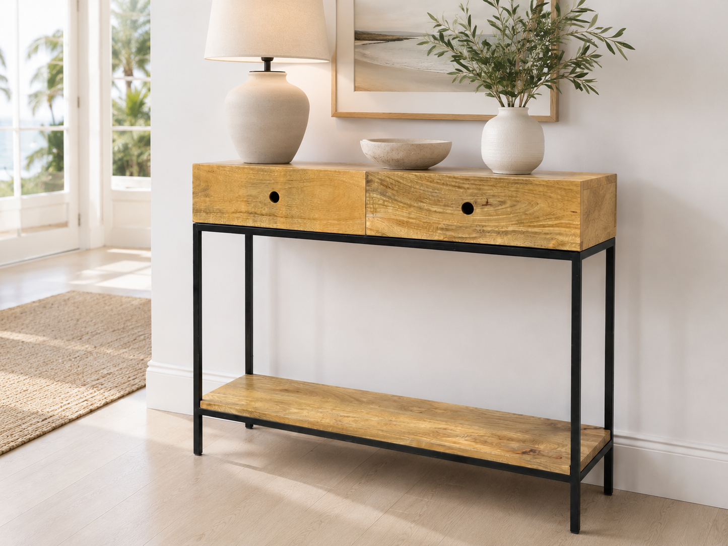 W/D Iron  Console Table - 43 x 15 x 36 in