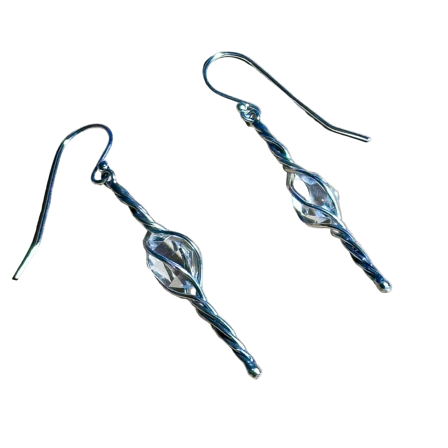 Limited Edition Herkimer Swirl Dangle Bertoni Earrings - Sterling Silver