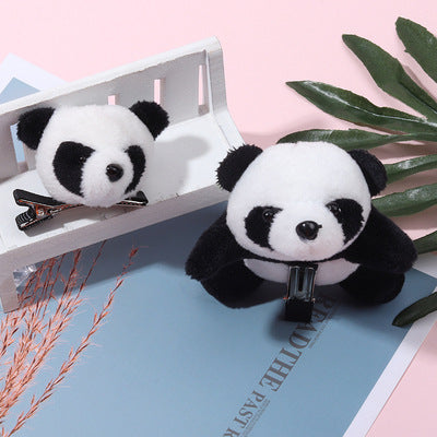 Cute Fat Pierced Panda Headband Korean Style Girls Plush Panda Doll Brooch Headband Headband
