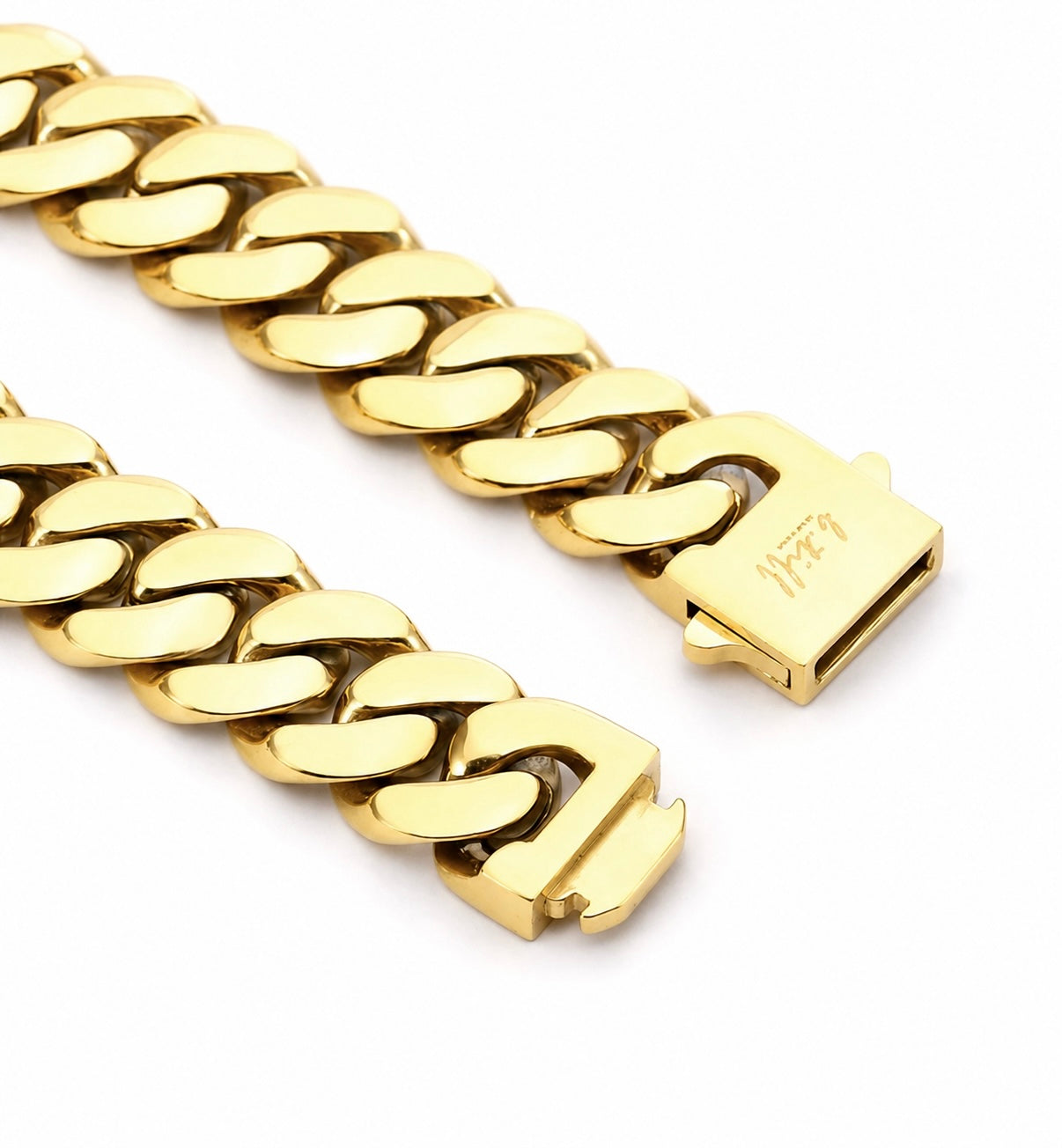 BG160G B.Tiff High Polish 16mm Gold Flat Cuban Link Bracelet