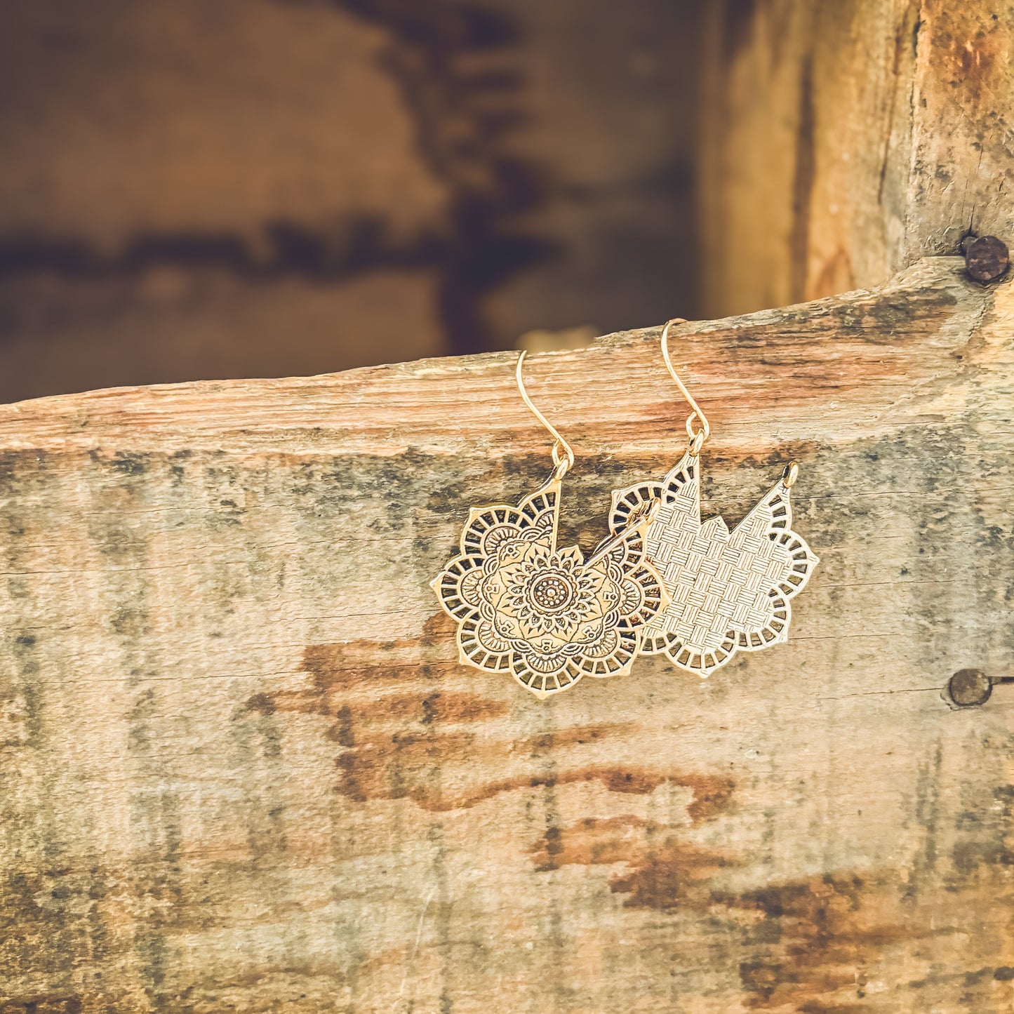 Beautiful Gold or Silver Mandala Earrings
