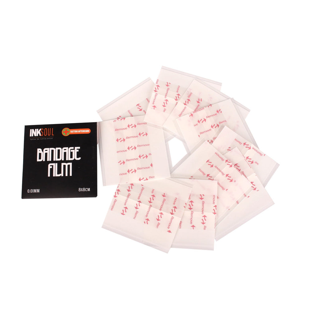 INKSOUL® Pansement film ultra-mince 0,01mm pour soin de tatouage 7,9cm X 7,9cm 10 feuilles