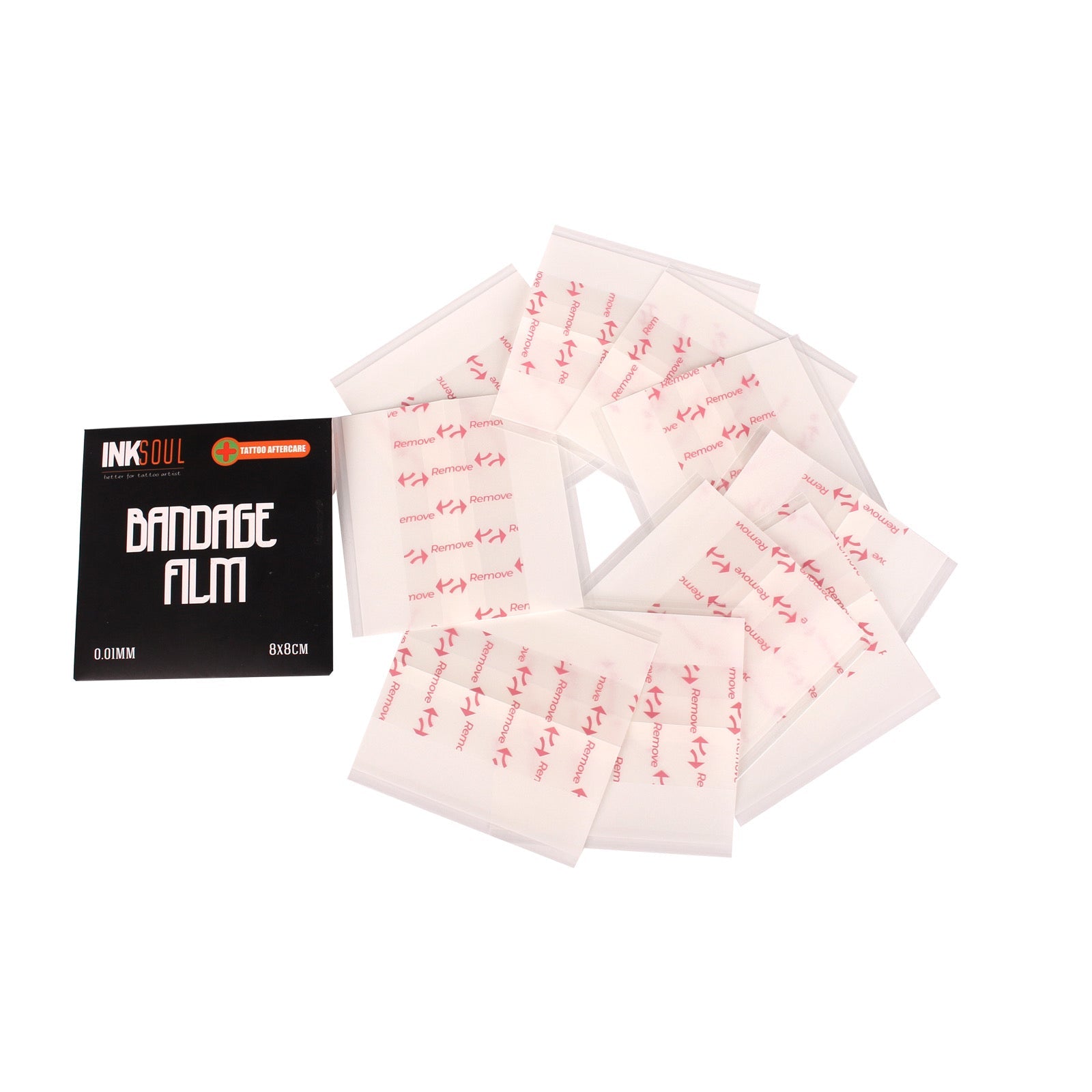 INKSOUL® Pansement film ultra-mince 0,01mm pour soin de tatouage 7,9cm X 7,9cm 10 feuilles