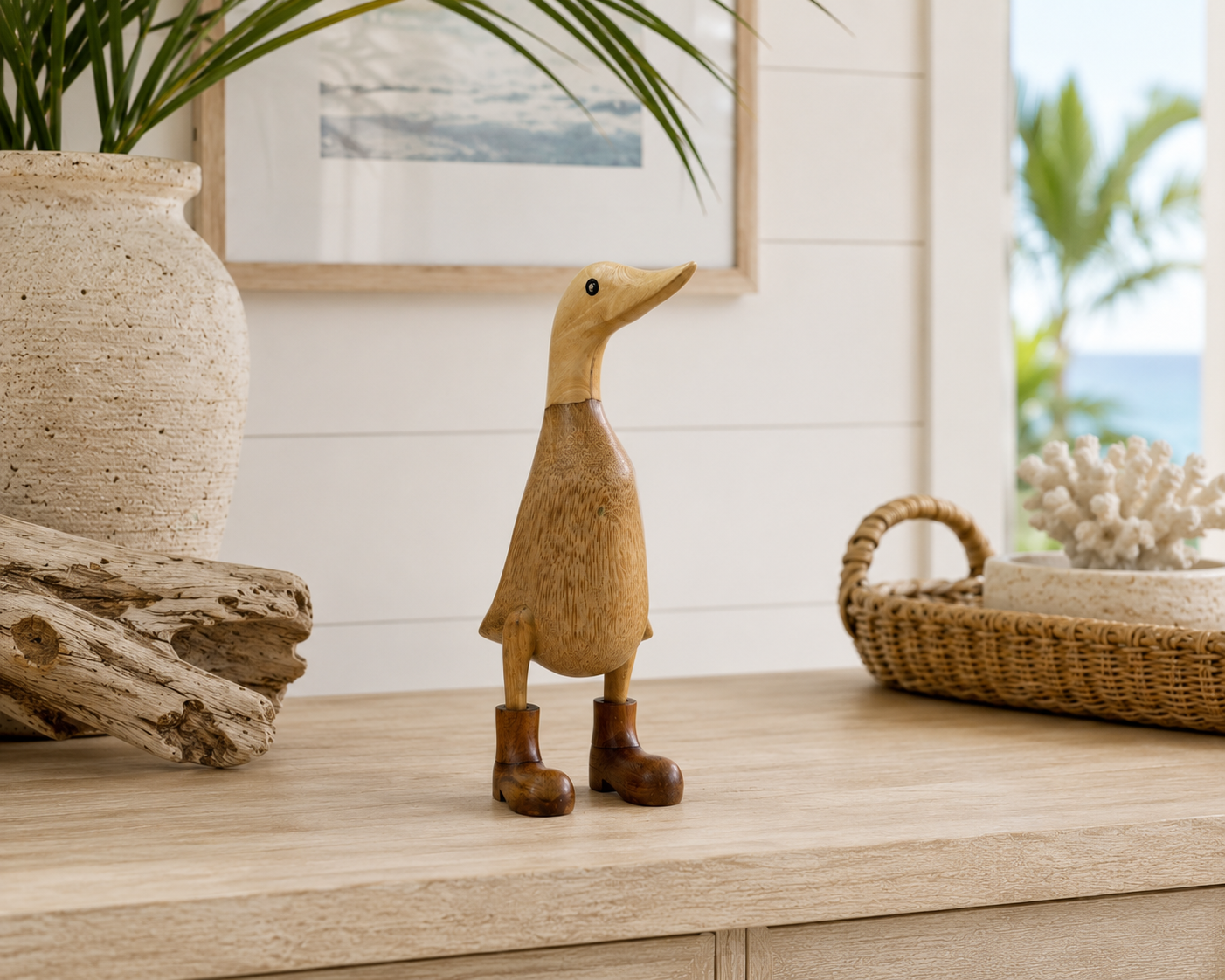Bali Hand-Carved Bamboo Duck Sculpture