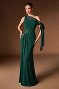Ladivine CH2612 One Shoulder Fitted Flowing Chiffon Formal Gown