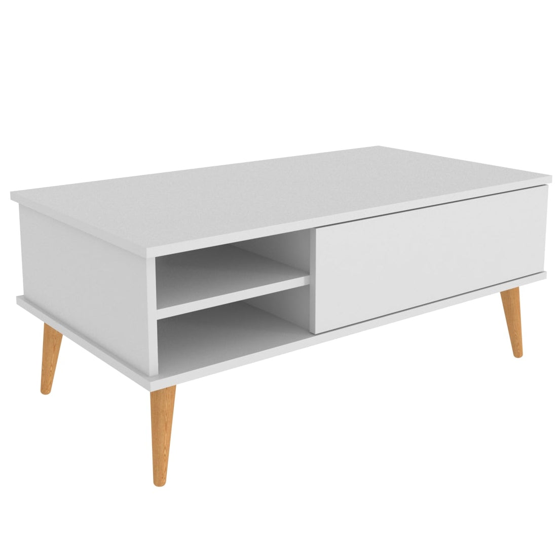 Como 47" Modern Coffee Table with Hidden Compartment and Open Shelves