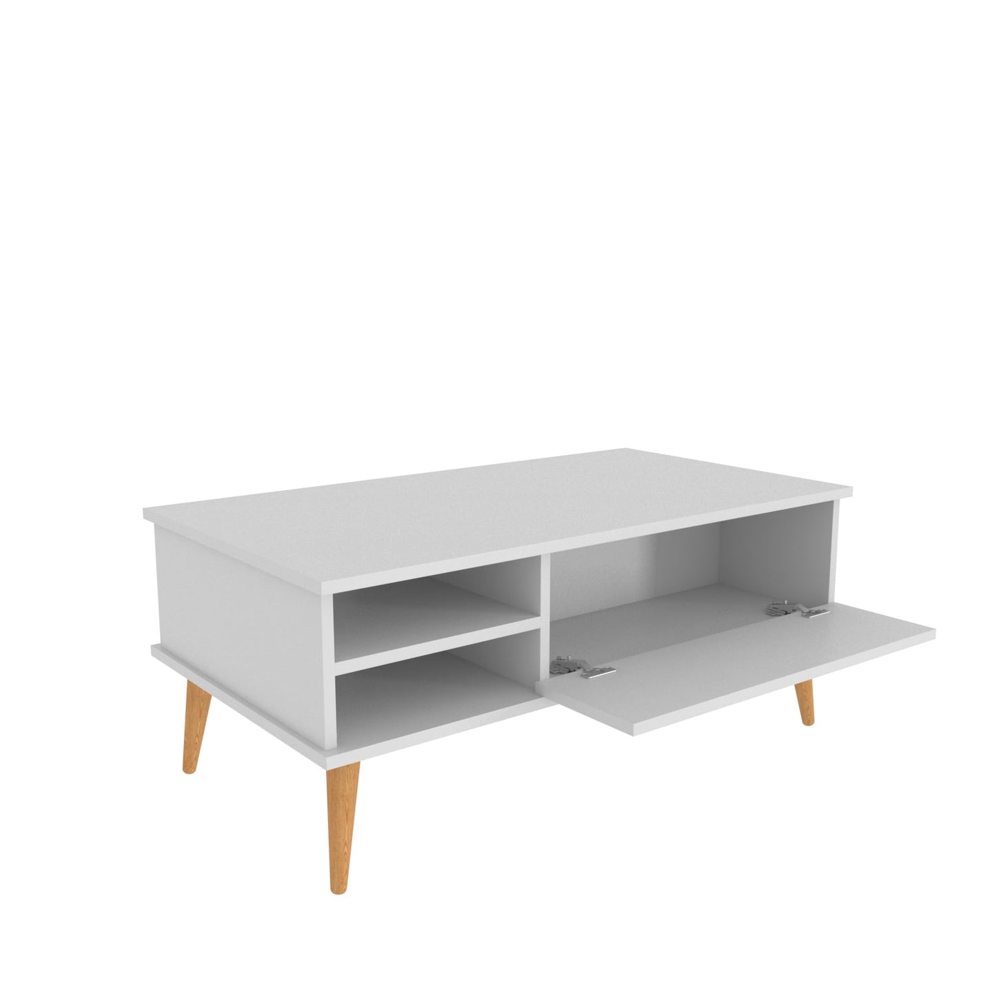 Como 47" Modern Coffee Table with Hidden Compartment and Open Shelves
