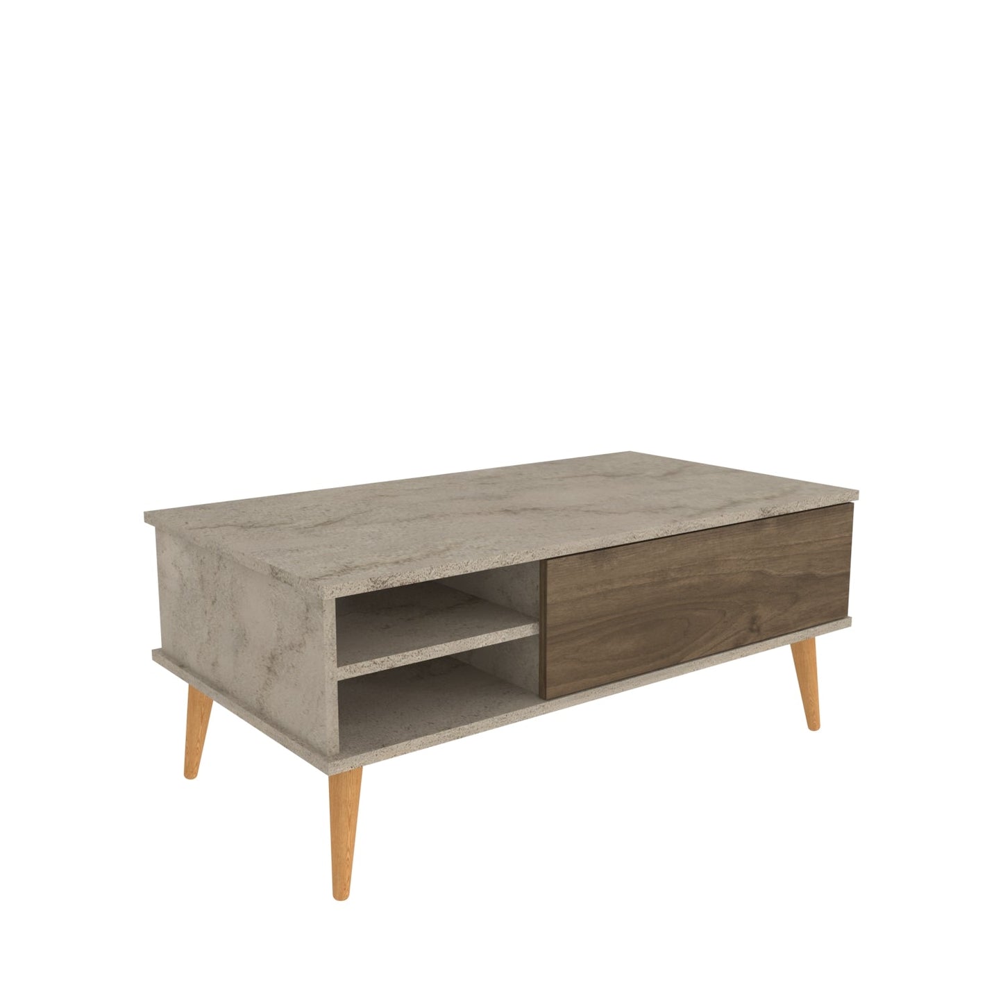 Como 47" Modern Coffee Table with Hidden Compartment and Open Shelves