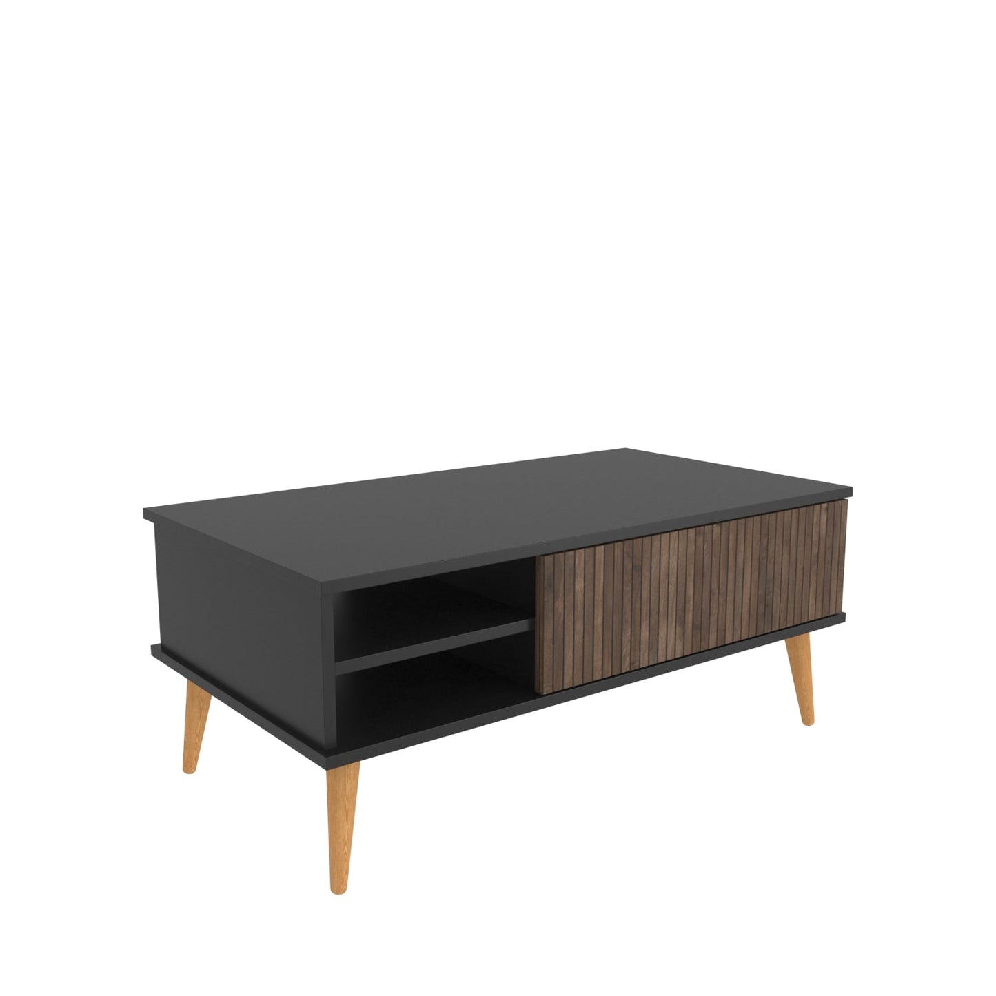Como 47" Modern Coffee Table with Hidden Compartment and Open Shelves