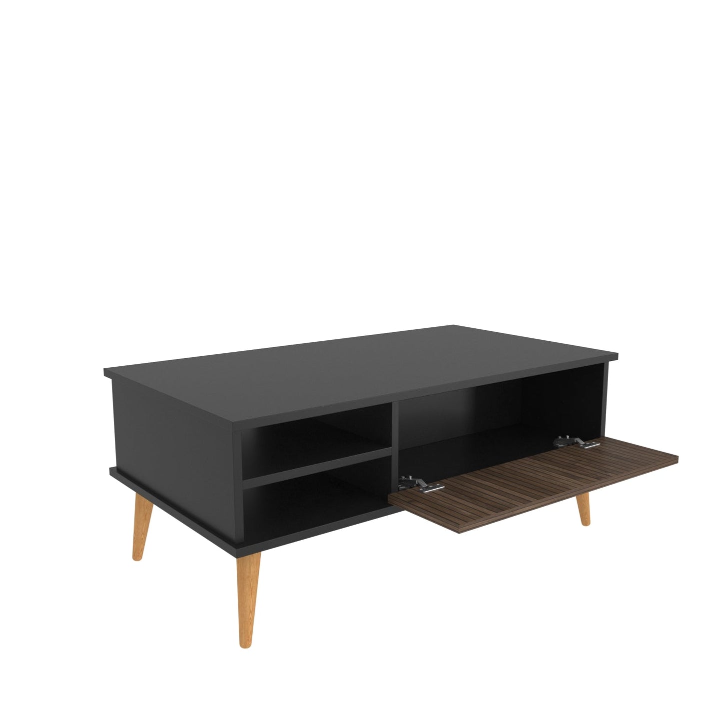 Como 47" Modern Coffee Table with Hidden Compartment and Open Shelves