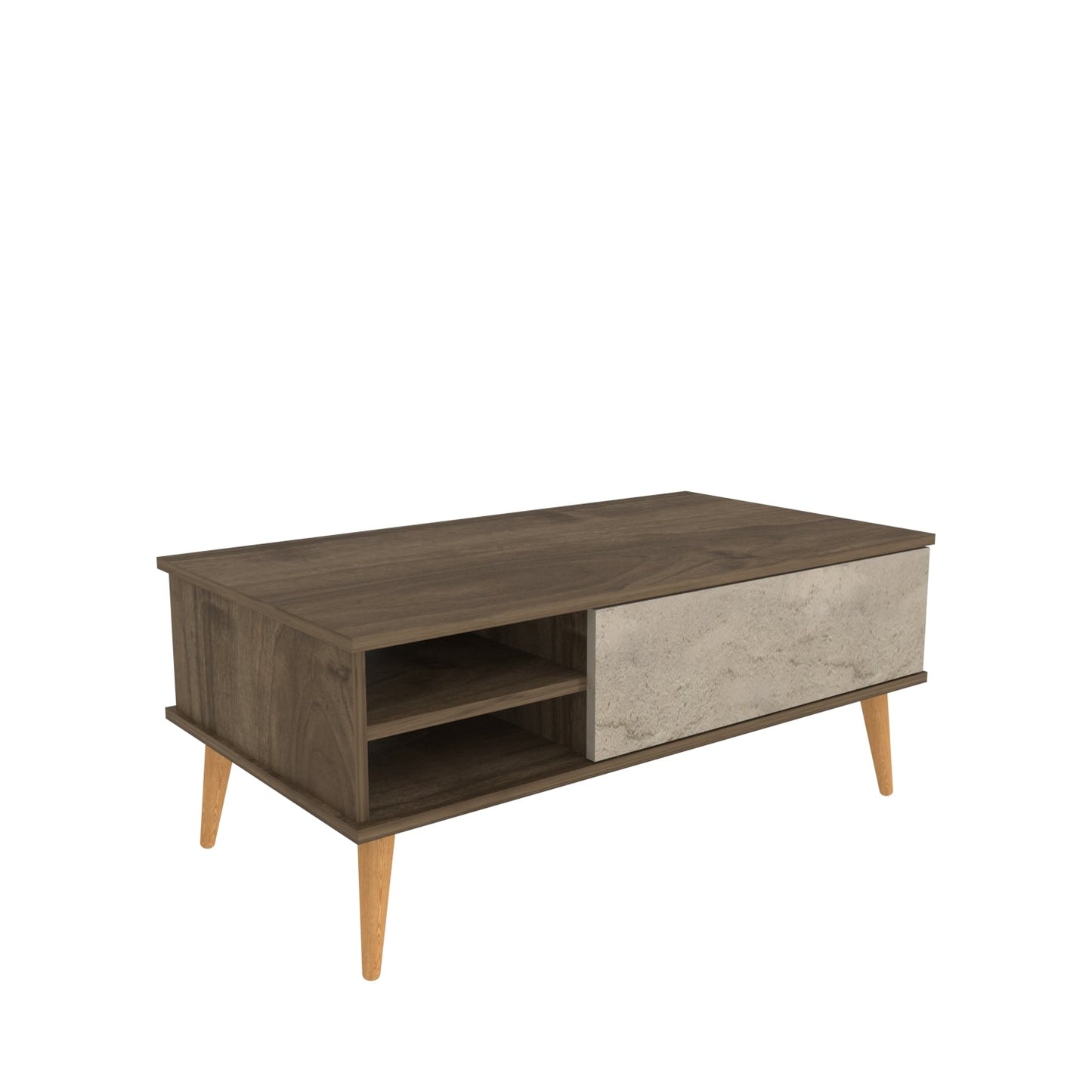 Como 47" Modern Coffee Table with Hidden Compartment and Open Shelves