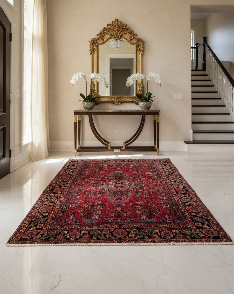 Timeless Beauty, Woven by Hand. Antique Persian Sarouk Rug, 3' x 4' 10"