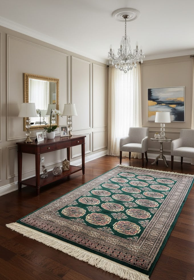 Hand-Knotted Pakistan Kashmiri Silk Wool Blend Rug, 3' x 4' 10" (E)