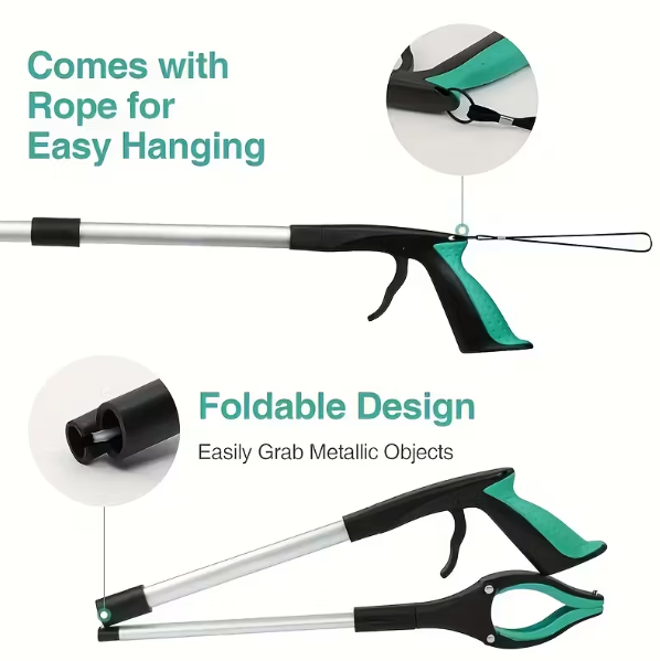 Pince de ramassage pliable en acier robuste – 81 cm avec aimant et poignée antidérapante