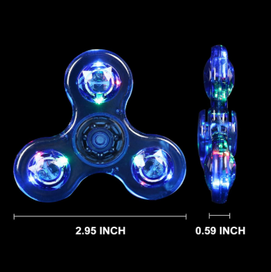3個セット：LEDフィジェットスピナー – 光って回転、暗闇で光る感覚おもちゃ