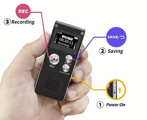 Enregistreur vocal numérique et lecteur MP3 8 Go – Audio portable pour les réunions et les conférences