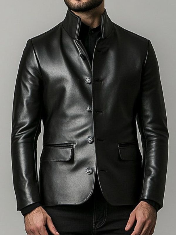 Charles Black Premium Leather Blazer – Black Leather Jacket