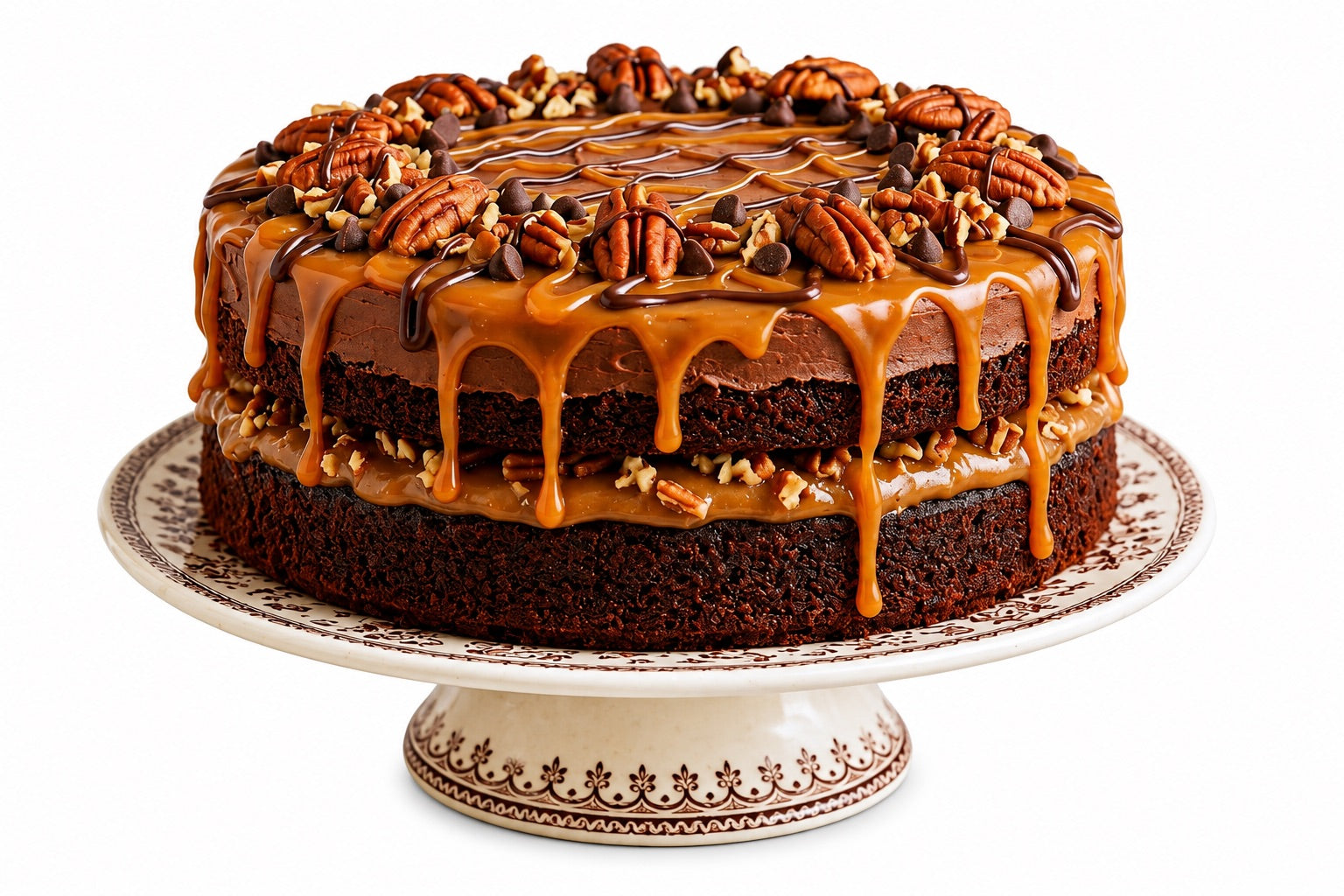 Andy Anand SUGAR-FREE TURTLE PECAN CAKE  RICH CHOCOLATE, DECADENT CARAMEL &amp; TOASTED PECANS, ZERO ADDED SUGAR, 2.8 LBS: Layers of moist dark chocolate cake, buttery caramel filling, and premium roasted pecans.