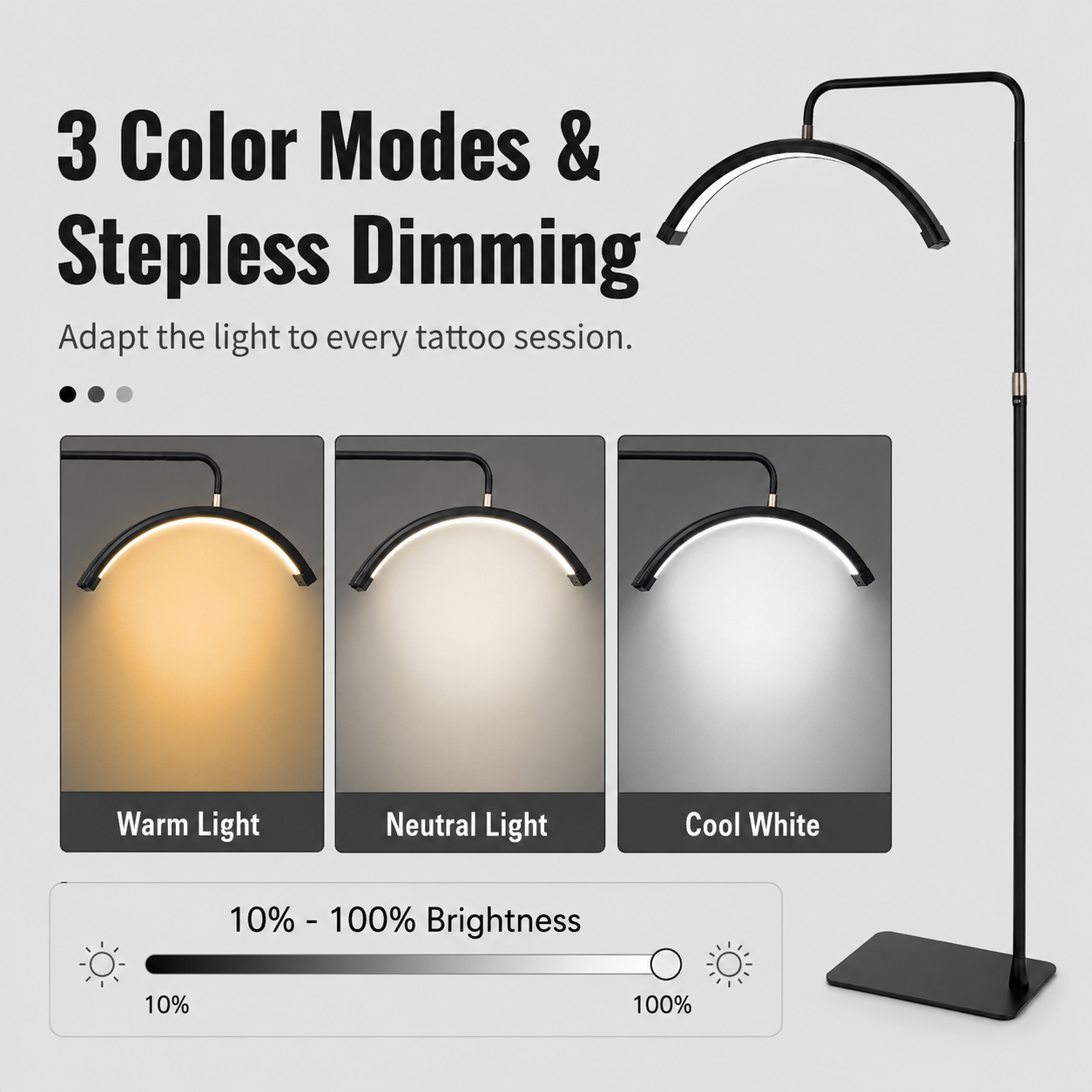 Tattoo Estheticians Pmu Eyelash LED Floor Light,  moon Lamp with phone holder