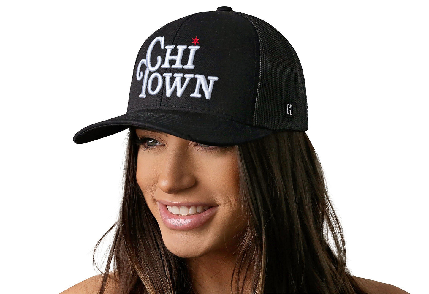 Chi Town White Script Trucker Hat  |  Illinois Snapback