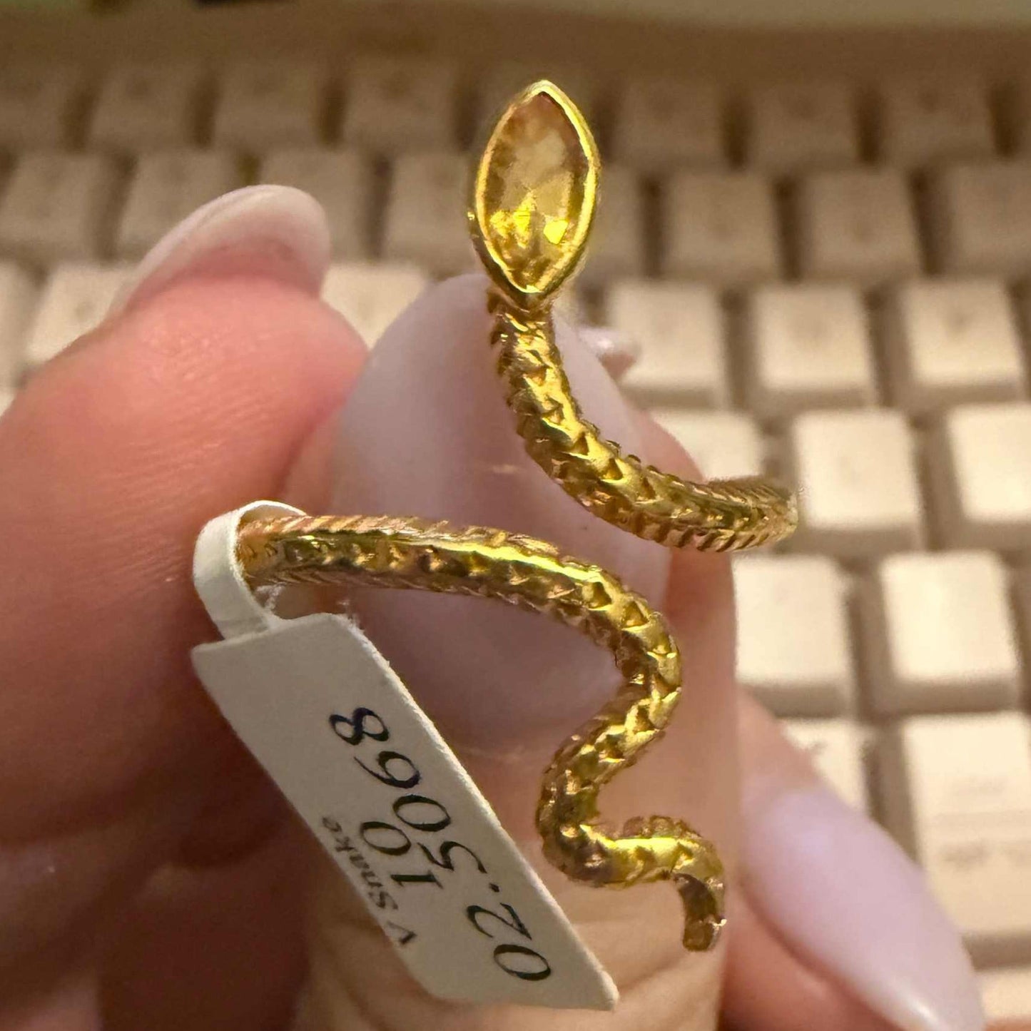Gemstone Snake Ring  - Sterling Silver or Gold Vermeil
