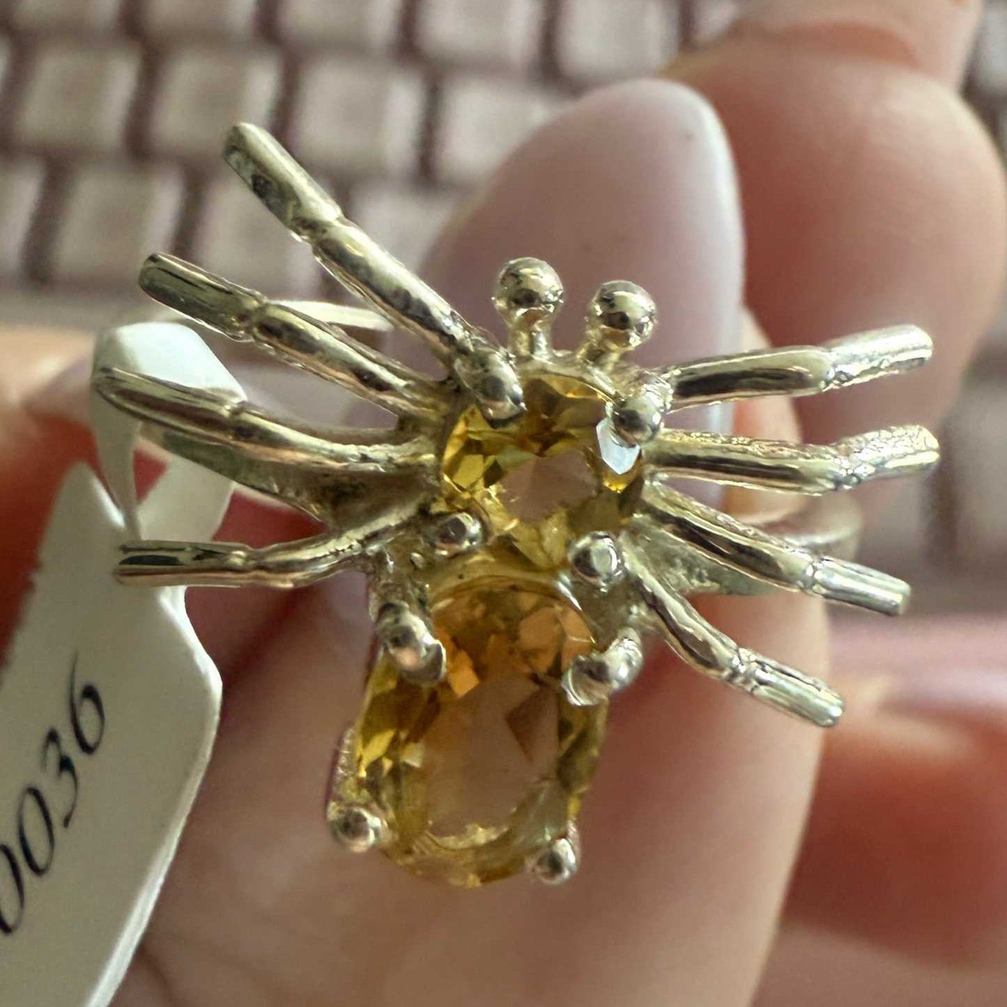 Gemstone Spider Ring in Sterling Silver or Gold Vermeil