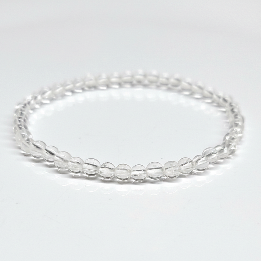Clear Quartz Round Bead Bracelet - Amplifies Intent