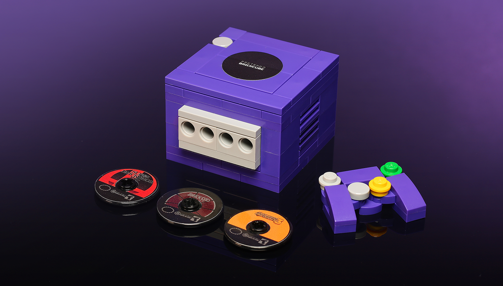 Console de jeu vidéo personnalisée Pretendo BrickCube 2001 fabriquée avec des pièces LEGO