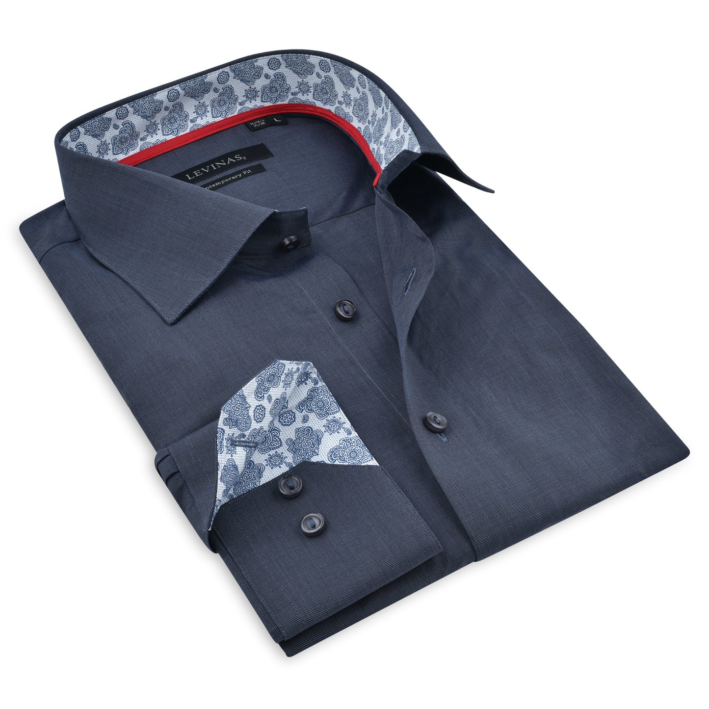 Contrast Collar Button-Up Shirt // Contemporary Fit - contrast  trimming - final sale - Size Small
