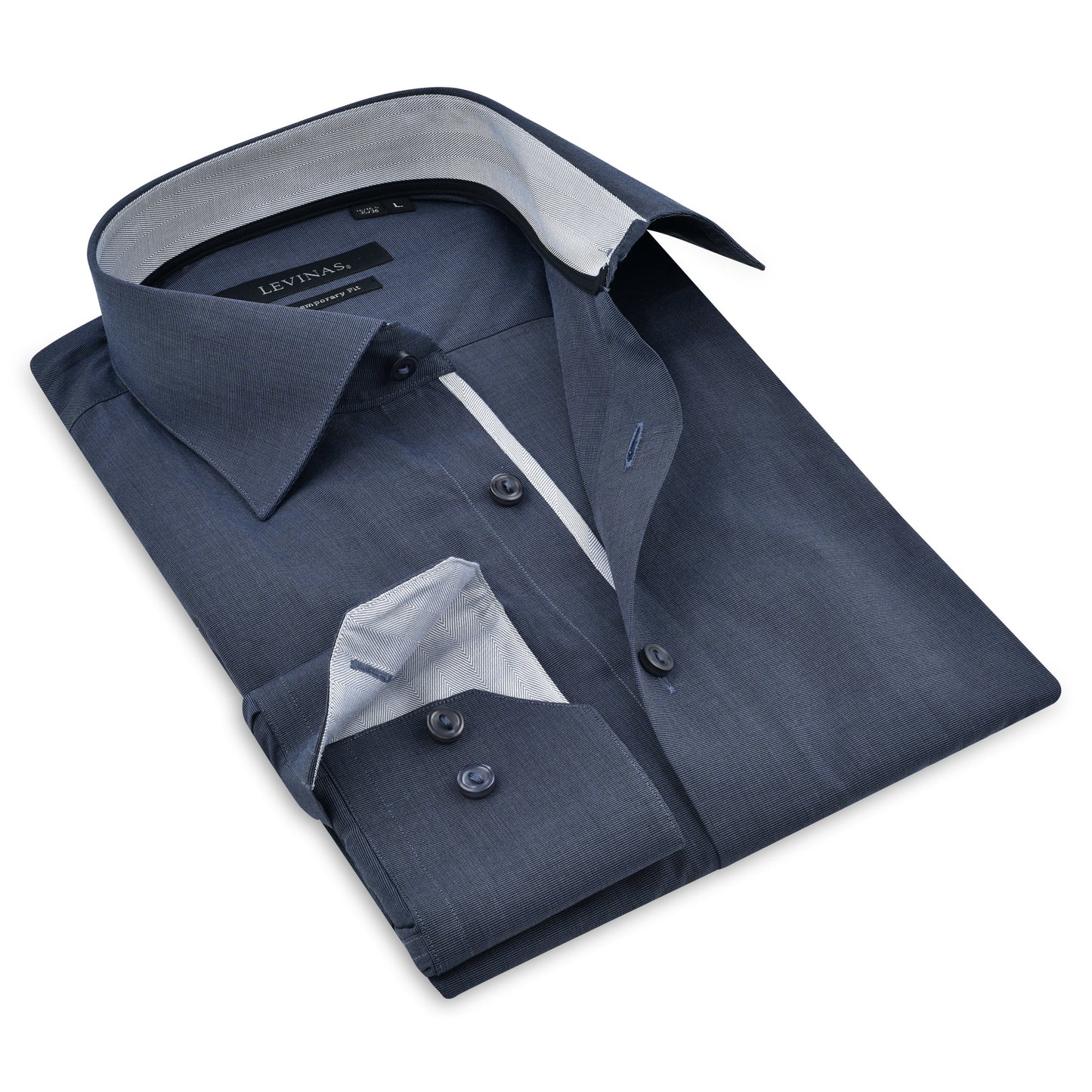 Contrast Collar Button-Up Shirt //  - Contemporary Fit - contrast  trimming - final sale - Size Small