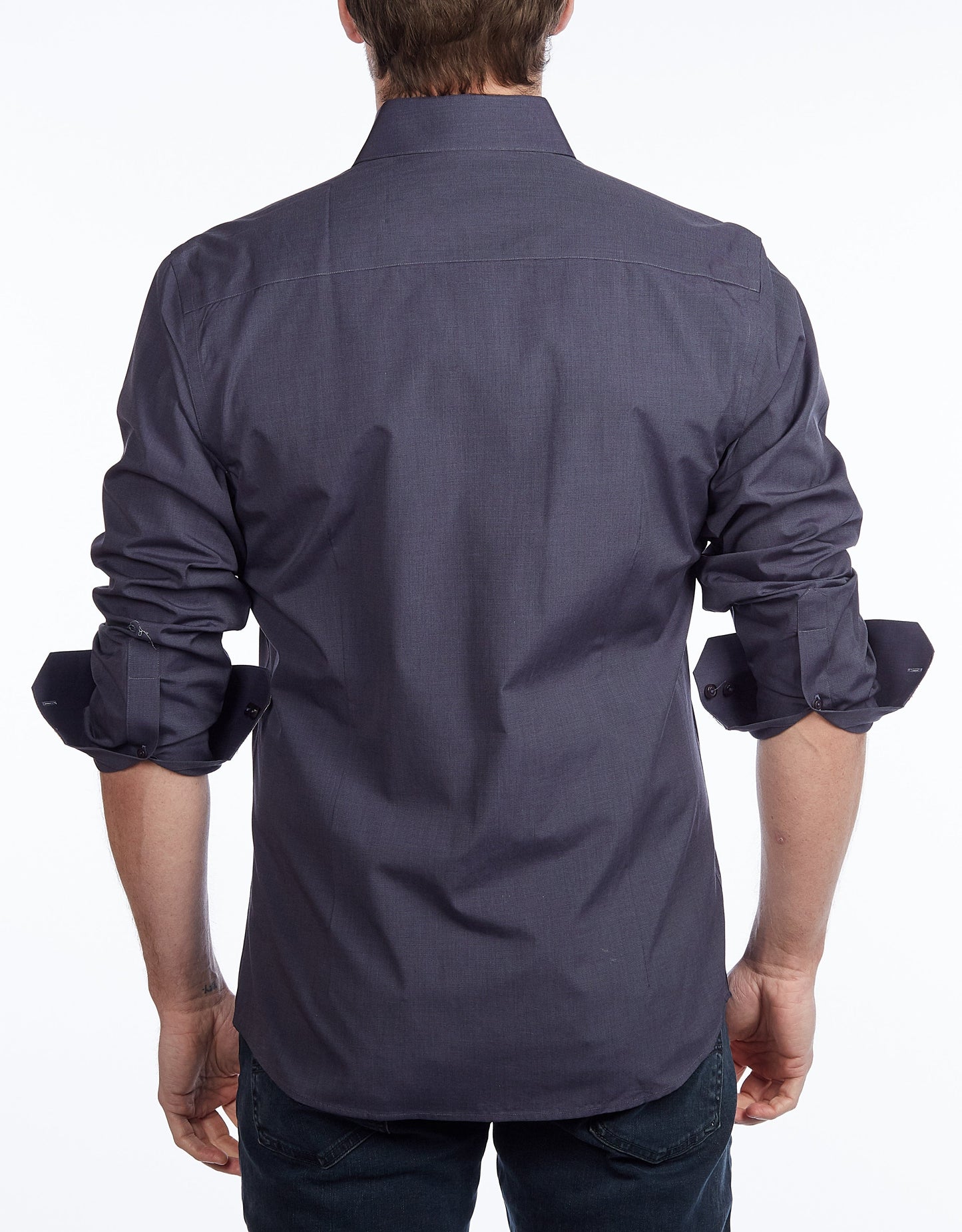 Contrast Collar Button-Up Shirt //  - Contemporary Fit - contrast  trimming - final sale - Size Small