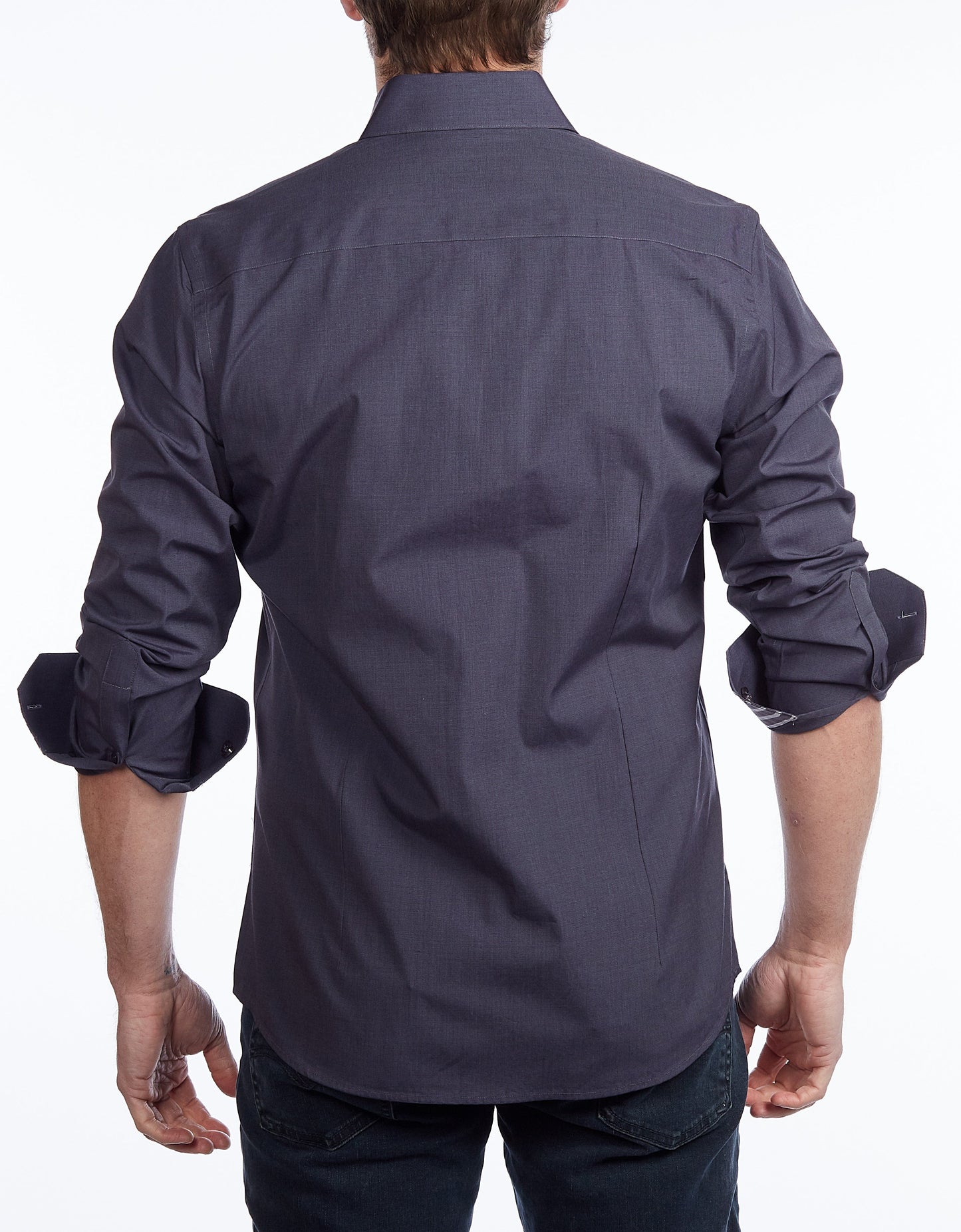 Contrast Collar Button-Up Shirt // Contemporary Fit - contrast  trimming - final sale - Size Small
