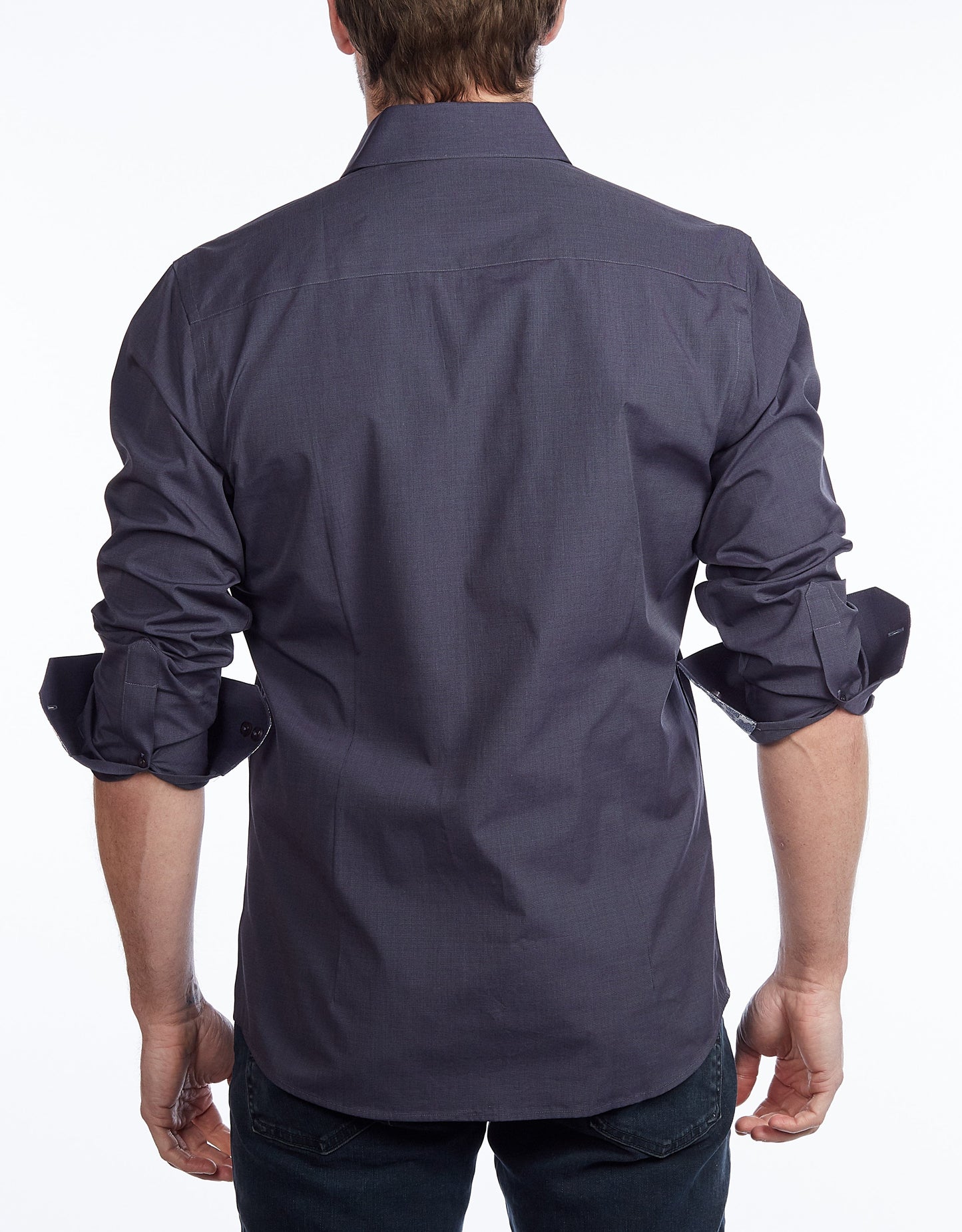 Contrast Collar Button-Up Shirt // Contemporary Fit - contrast  trimming - final sale - Size Small