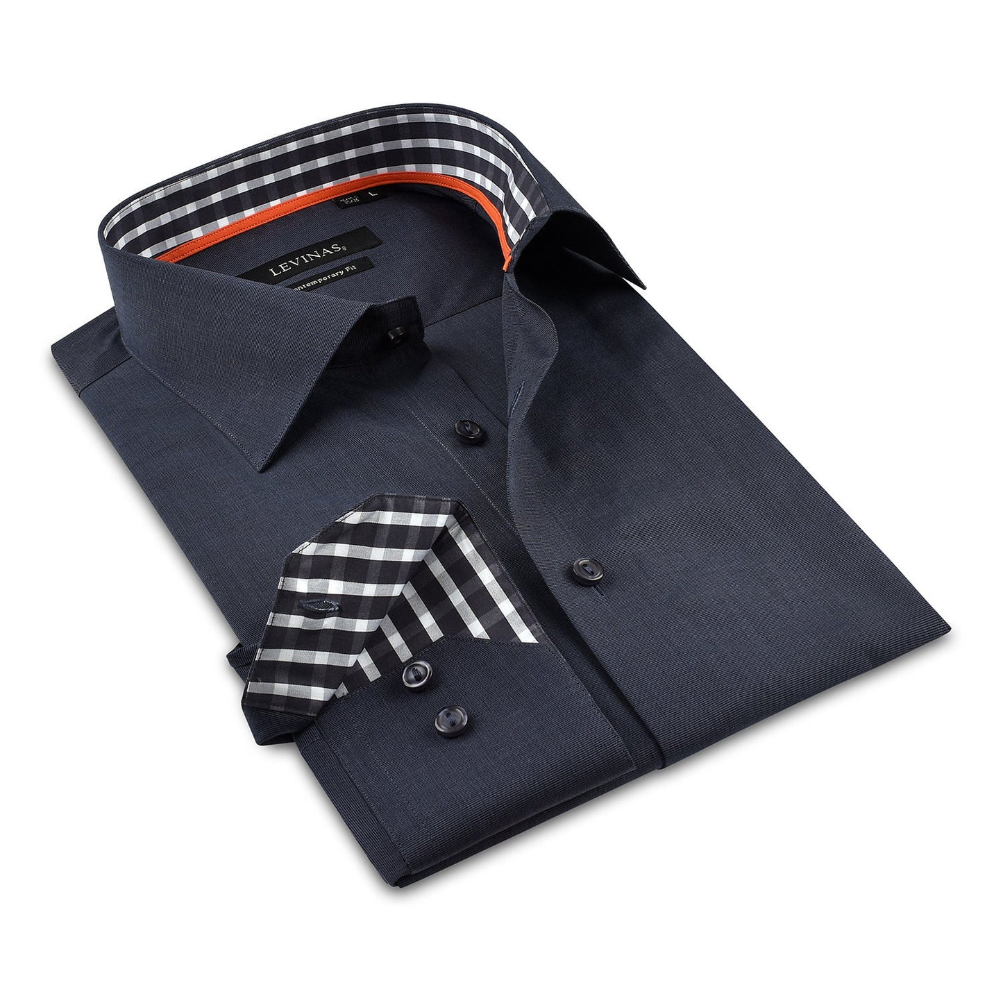 Contrast Collar Button-Up Shirt // Contemporary Fit - contrast  trimming - final sale - Size Small