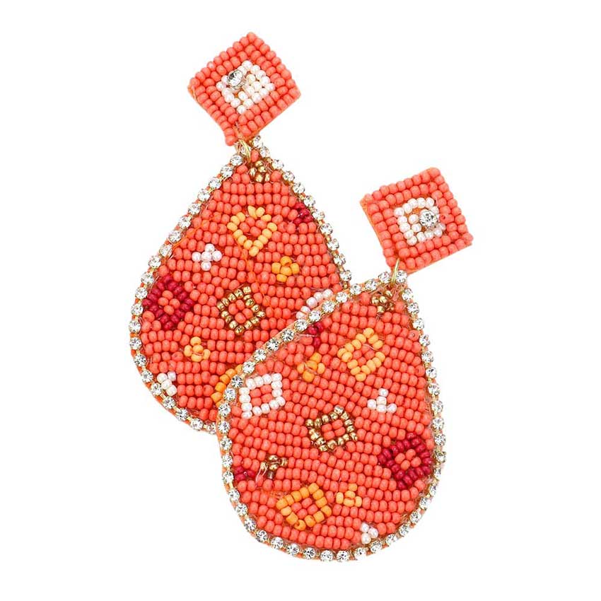 Felt Back Teardrop Beaded Dangle Earrings