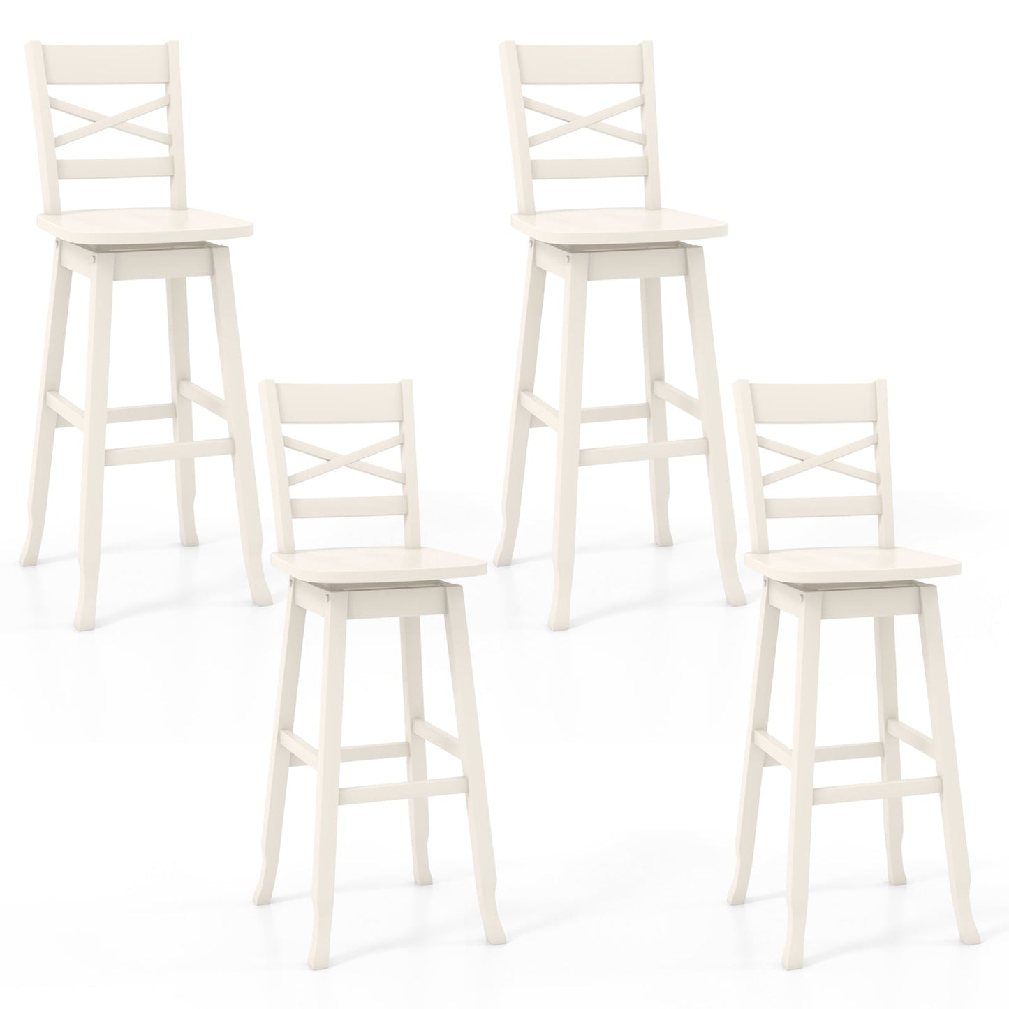 Swivel 30-Inch Bar Height Stool Set of 2 with Footrest