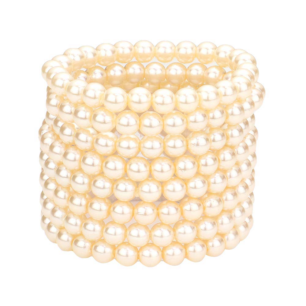 8PCS Pearl Stack Stretch Bracelets