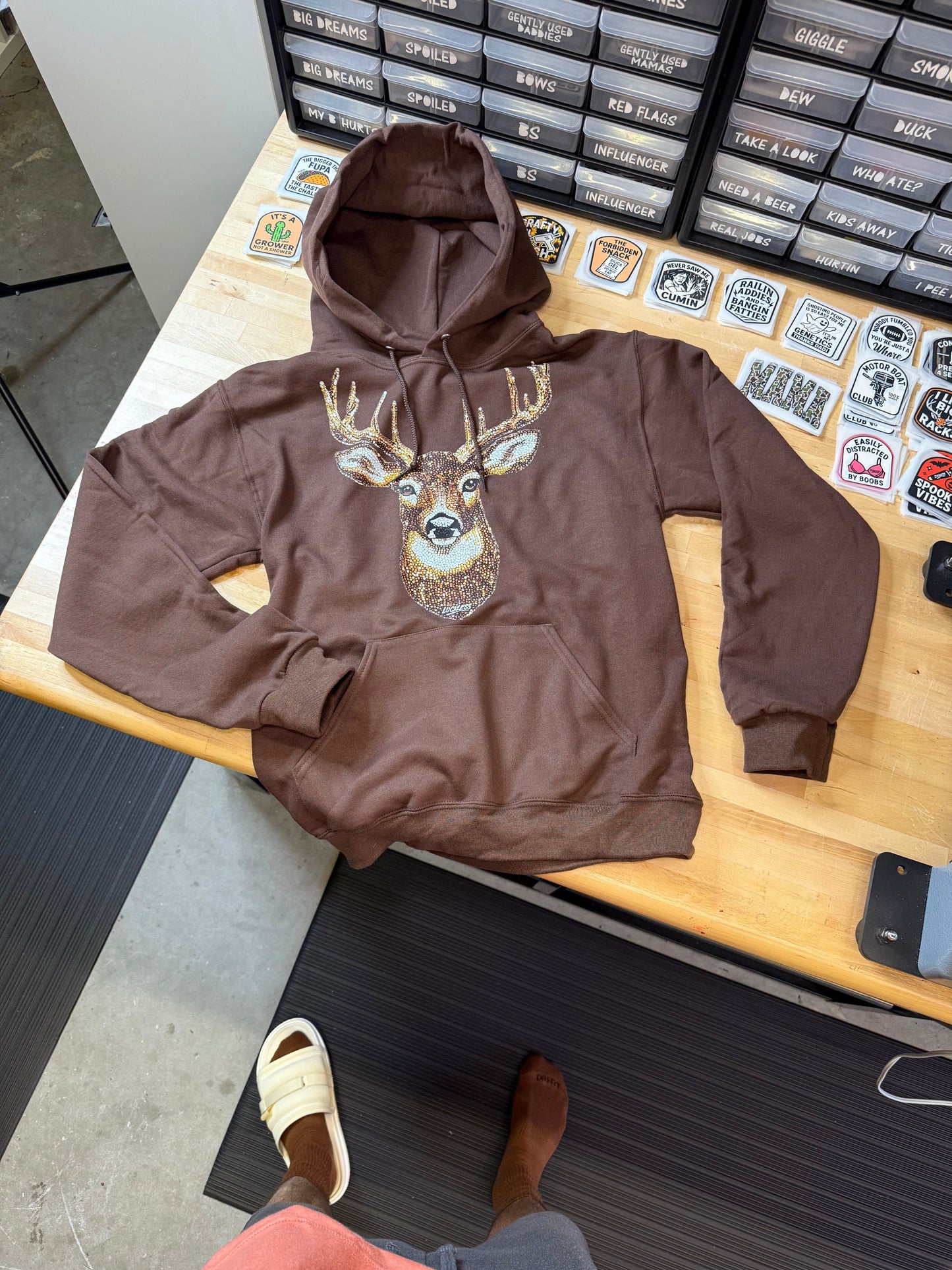 Faux Rhinestone Buck Hoodie
